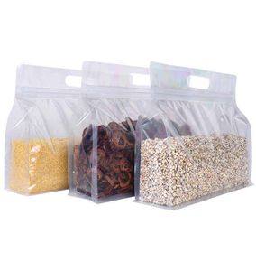 Sac d'emballage alimentaire à fermeture éclair en plastique plastique plat inférieur sac avec poignée3247839