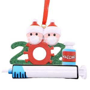 Onderste prijs !!! Kerstdecoratie Plastic gepersonaliseerd doe -het -zelf -hangend ornament met touw Santa Claus hanger Sociale Distanty Party FY4660