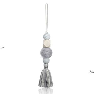 Prix bas! Diffusion de parfum décoration de voiture gel de silice en bois pendentif de parfum automatique perlé accessoires de tissage de vent nordique BBF14313