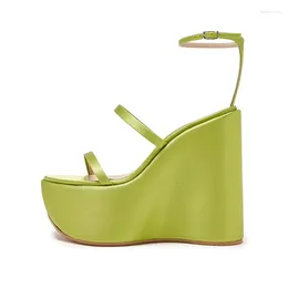 Bottom Women's Fashion Head Thick Round Sandals 2024 Slope Heel Platform Pin Buckle Open-toe Party Prom Sweet Style 57