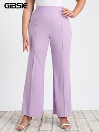 Bottoms gibsie plus taille wysokiej talii spodnie szerokie nogawki damskie wiosna lato 3xl 4xl jednokolorowe spodnie eleganckie biuro lady m