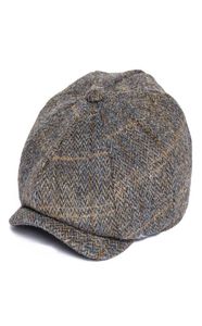 Botvela 100 Wool Tweed Check Newboy Cap Men Gray Beige Herringband Baker Boy Caps Flat Hat Gatsby Cabbies Boina 029 T2009113254189