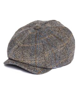 BOTVELA 100 laine Tweed vérifier casquette gavroche hommes gris Beige chevrons Baker Boy casquettes chapeau plat Gatsby Cabbies Boina 029 T2009119473602