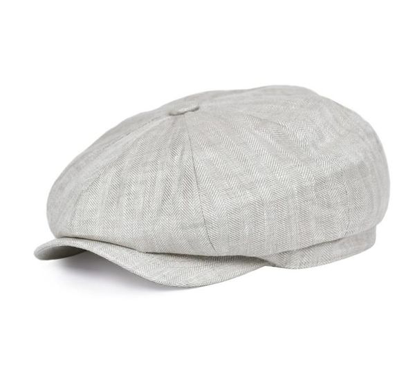 BOTVELA casquette gavroche en lin à chevrons hommes été femmes casquettes de boulanger chapeau plat respirant béret pomme chapeaux 007 T2007206066989