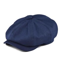 Botvela Newsboy Cap Men039S Twill Cotton Navy Blue Hat Dames039S Baker Boy Caps Retro Big grote hoeden Male Boina Apple Beret 6882026