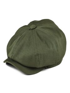 Botvela Newsboy Cap Men039s Twill Cotton huit chapeaux Panel Women039s Baker Boy Caps rétro gros gros chapeaux mâles Boina Green Bere9742819