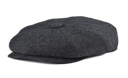 BOTVELA Tweed Wol 8 stuk Zwarte Visgraat Krantenjongenspet Mannen Klassieke 8Quarter Panel Stijl Platte Caps Vrouwen Baret Hoed 0054793975