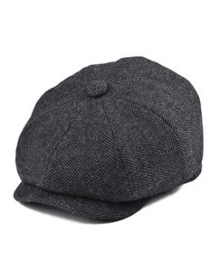 Botvela tweed laine 8 morceaux noirs Herringbone Newsboy Cap Men Classic 8quarter Style Flat Caps Women Beret Hat 0058518936