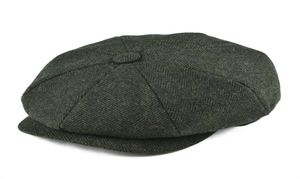 BOTVELA laine Tweed casquette gavroche à chevrons hommes femmes classique rétro chapeau avec doublure douce casquette de pilote noir marron vert 005 T2001048964793