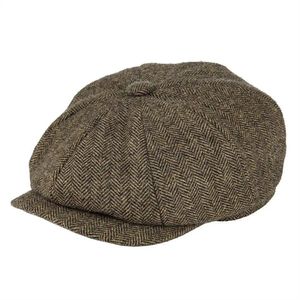 Botvela Wool Tweed Sboy Capas Herringbone Mujeres Mujeres Británicas Gatsby Hat Capítulo Reta Flat Flat Boina de espiga vintage Masculino 240522