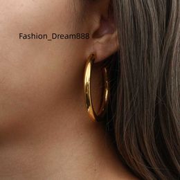 Boucle d'oreille 20/25/30/35/50mm pendientes de aro hueco de acero inoxidable al por mayor 18K chapado en oro joyería de alta calidad para mujer