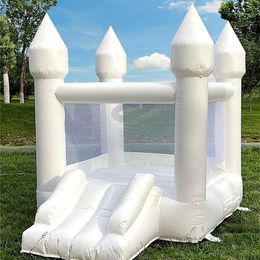 Bounce House 6FTx8FT maison de rebond blanche avec souffleur d'air toboggan sautant famille arrière-cour château gonflable idée pour les enfants bateau gratuit