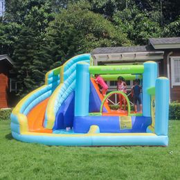 Bounce House and Water Diaen para niños Backyard con piscina Castillo de tobogán inflable Jugues de salto Combo Outdoor Play Fun In Garden Backyard Fiests Pequeños regalos Juego de regalos