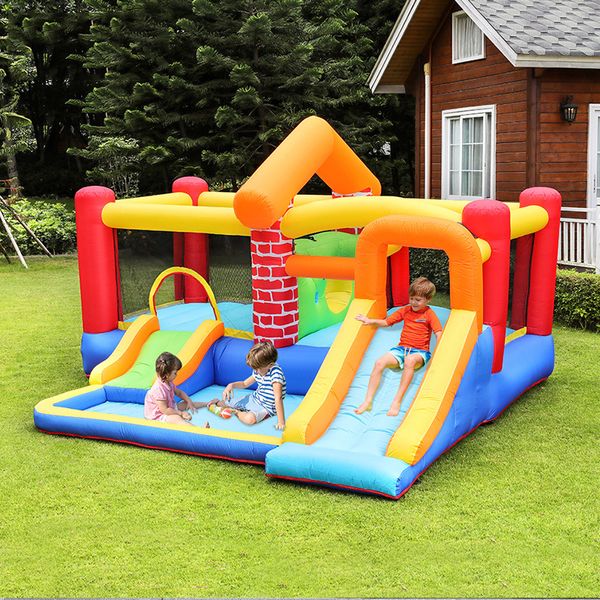 Casa de rebote para niños de 5 a 12 años, casa de juegos, saltador inflable, tobogán, castillo hinchable con soplador de aire, bola, perforación en foso, juegos al aire libre para niños, regalos de cumpleaños, juguetes