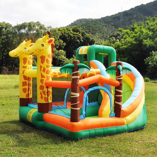 Casa de rebote para niños Castillo inflable con tobogán Castillo de salto para niños pequeños Casa de juegos inflable familiar para fiesta en el patio trasero al aire libre Sika Deer Theme Bouncy