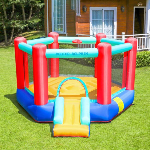 Bounce House Inflables Bouncer With Slide for Kids The Playhouse Theatre Outdoor Indoor Jumping Castle con Skower Pentagon Trampoline Trampoline Moonwalk Jumper