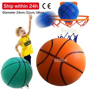 Balle rebondissante muette intérieure basket-ball silencieux 24 cm mousse basket-ball silencieux balle douce air rebond panier balle taille 357 jouet de sport 240226