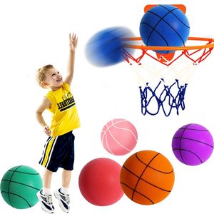 Pelota silenciosa que rebota Baloncesto silencioso para interiores 24 cm Espuma Tamaño suave 7 Canasta de rebote de aire 357 Juguete deportivo y240202