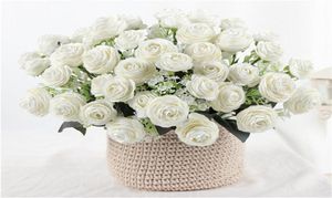 Bouquet Artificiel Rose Silk Flower Fleurs tombe Vivide Fake Leaf Wedding Home Party Vismas Decoration Decorative Wreaths1746786