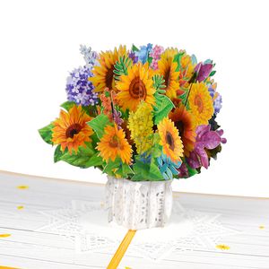 Bouquet cartes de voeux anniversaire félicitations fête de mariage faveurs décorations pour les amoureux de la Saint-Valentin anniversaire cadeau papier d'art 3D carte pop-up