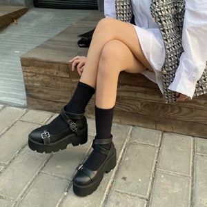 Boussac Chunky Hak Platform Mary Jane Schoenen Vrouwen Zwarte Punk Gesp Deco Goth Lolita Schoenen Dames Ronde Neus Platforms Hakken