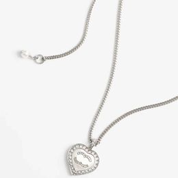 Boutique 925 Concepteurs de collier plaqué en argent Nouveau collier pendentif en forme de coeur incrusté de diamant Collier cadeau d'amour romantique de haute qualité avec boîte