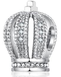 Boutique en alliage de couleur argent, perles amples adaptées à tous les pendentifs, colliers, bracelets, breloques, couronne en Zircon, grand réglage de diamant ferme, o4325184