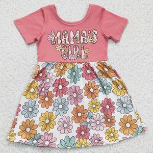 Boutique Baby Meisjes Jurk Bloemenprint Jurken Met Korte Mouwen Melk Zijde Hoge Kwaliteit Mama's Meisje Kinderkleding Meisjes Jurken Outfit 240319