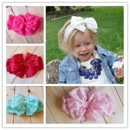 Boutique Baby Head Wrap Filles Enfants Dentelle Bandeaux Headwrap Élastique Gros Arc Doux Turban Vintage Head Wrap Photo Prop Accessoires De Cheveux FD6565