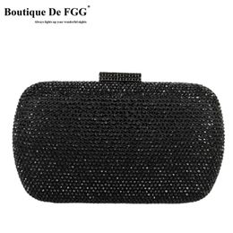 Boutique De FGG Sacs De Soirée Et Pochettes Noirs Pour Femmes Soirée Formelle Dîner Strass Sacs À Main De Mariée Mariage Pochette 240117