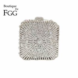 Boutique De FGG Crystal Women Evening Box Bag Boda Nupcial Minere Bolsos y s Ladies Party Clutch 220630
