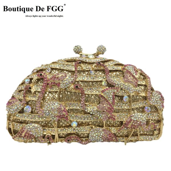 Boutique de fgg (en stock) Flamingo Clutch Women Femmes Crystal Evening Bourse et sacs à main