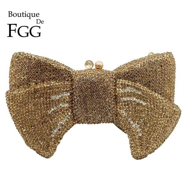 Boutique De FGG novedad mujer arco embrague cristal noche bolsos estuche rígido Metal Minere bolsos boda fiesta 220630