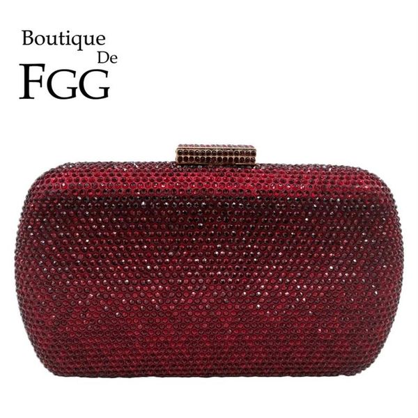 Boutique De FGG vino rojo mujeres bolsos De noche De cristal boda Metal embragues fiesta cóctel bolso y bolso 220321318V