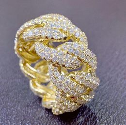 Boutique Dense Inlay Full Diamond Artificial Products Ring Chapado Gold Fashion Anillo de aleación Highgrade para hombres y mujeres2807377