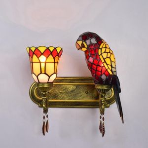 Lampe murale modèle perroquet à double tête, de haute qualité, couleur assortie, en verre artisanal, lampe de chevet pour chambre à coucher