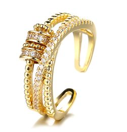 Accesorios giratorios de diamantes de estilo de personalidad femenina de anillo inteligente de doble línea Boutique