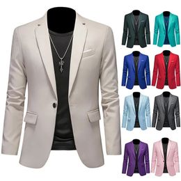 Boutique Fashion Couleur solide Brand High-Deaire Business Casual Mens Blazer Groom Robe de mariée Blazers For Men Suit Tops Jacke Coat 240409