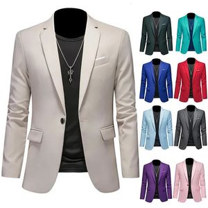 Boutique Fashion Couleur solide Brand High-Deaire Business Casual Mens Blazer Groom Wring Robe Blazers for Men Suit Tops Jacke Coat 240426