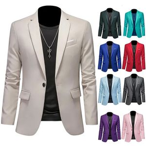 Boutique Fashion Solid Color Highend Brand Business Casual Business Blazer Groom Robe de mariée Blazers for Men Suit Tops Jacke Coat 240422