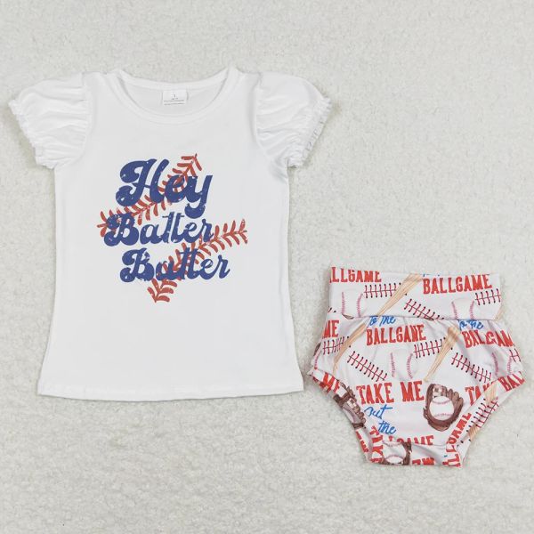 Boutique Baby Baby Girls vêtements T-shirt à manches courtes T-shirts Shorts sets Baseball Mignon Kids Clothes Girls Bummies Tenue