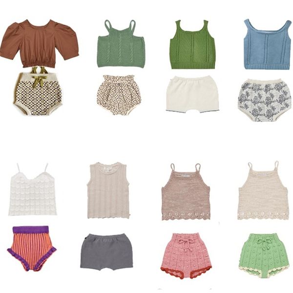 Boutique Vêtements pour enfants Tocoto Vintage Summer Baby Girls Romper T-shirts Shorts Vêtements pour tout-petits Lin Bubble Playsuit Jupe 220507