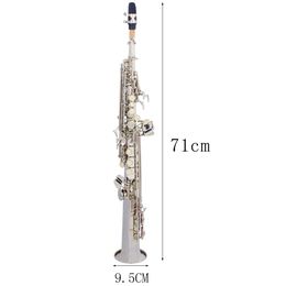 Boutique dernier saxophone soprano argent Bb saxophone droit en laiton instrument de musique à vent professionnel avec accessoires