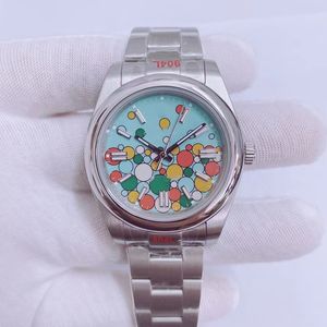 Reloj boutique de ocio con esfera de burbujas de colores y correa de acero inoxidable, reloj de 31 mm, 36 mm y 41 mm con movimiento mecánico automático, pulsera de alta calidad 124300