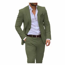 Boutique Herenpakken Slim One Butt Busin Casual Mannelijke Pakken Blazer broek 2 Stuks High-end Aanpassen homme pour mariage I3DV #