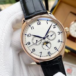 Boutique heren horloge klassieke mode 42 mm 316 roestvrijstalen dial lederen riem ontwerper automatische zakelijke beweging horloges ontwerper horloges