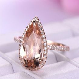 Boutique Nuove grandi gocce Gemme Anelli da donna Anelli di diamanti in oro rosa con rame alto Gioielli di moda interi2359