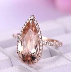 Boutique Nieuwe Grote Druppels Edelstenen Vrouwen Ringen Hoge Koper Rose Goud Diamanten Ringen Mode-sieraden Whole3039419