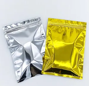 Boutique hersluitbare gouden aluminiumfolieverpakkingszakken Klepsloten met een ritssluiting voor aangedreven voedselnotenbonenverpakking Groothandel