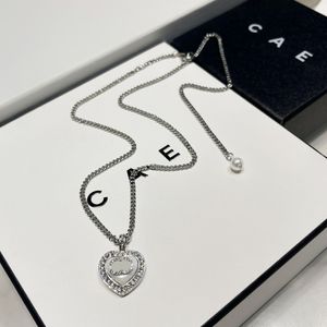 Boetiek verzilverde ketting merkontwerper hoogwaardige diamant ingelegde hartvormige ontwerp ketting mode charme dames hoogwaardige kettingbox